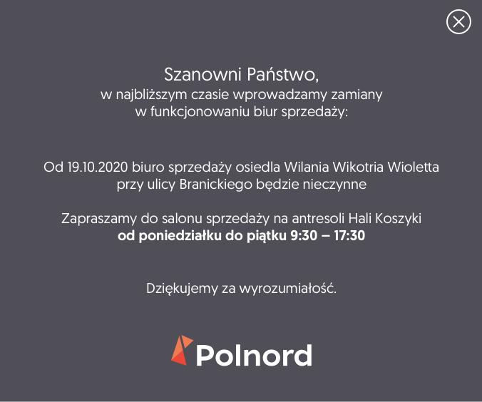 Od 19.10 biuro osiedla Wilania Wiktoria Wioletta będzie nieczynne.